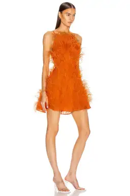 Cult Gaia Shannon Dress Orange Feathers Size XS/S for rent on The Volte - image 1