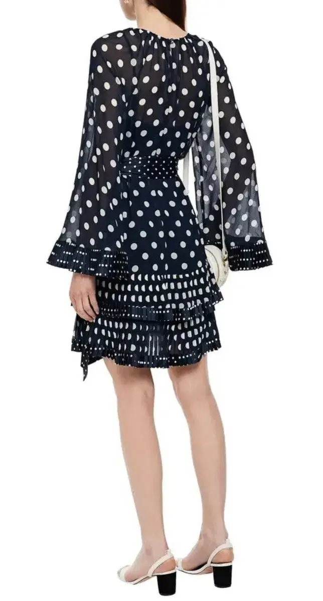 Zimmermann Tiered Belted Satin Dress Polka Blue Dot Size 2/ Au 12 for rent on The Volte - main image