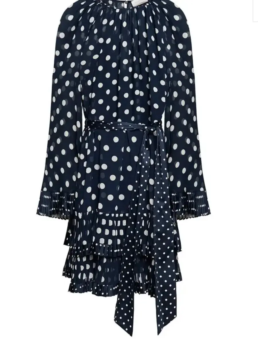 Zimmermann Tiered Belted Satin Dress Polka Blue Dot Size 2/ Au 12 for rent on The Volte - main image