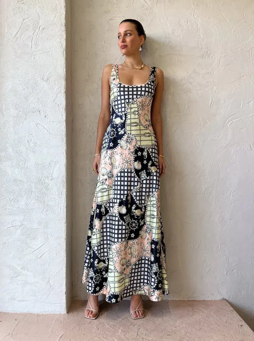 By Nicola Beneath The Stars Slip Dress in Geo Print Size 12 for rent on The Volte - main image