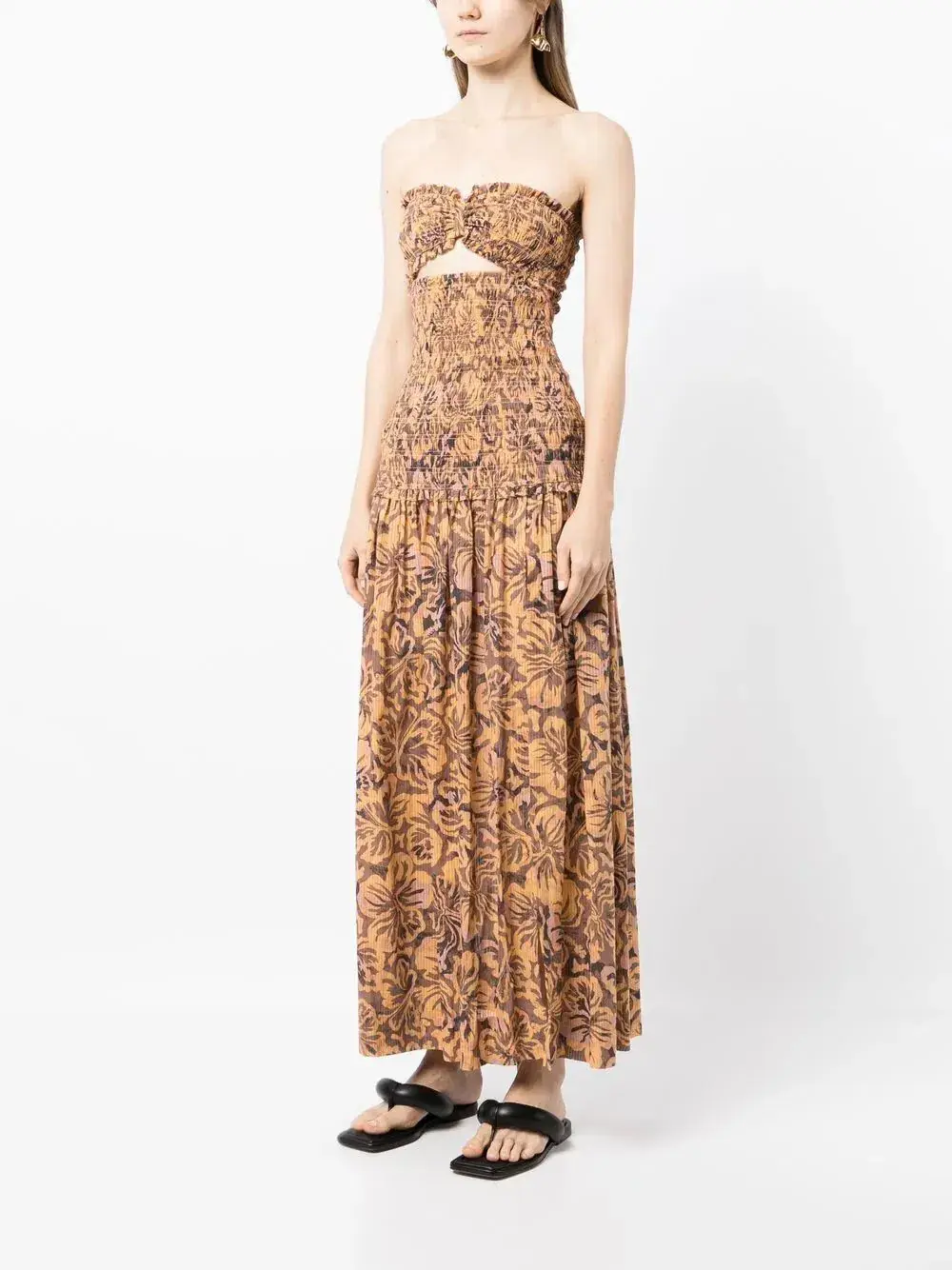 Bec & Bridge Samara Strapless Shirred Maxi Dress Floral Size 8 for rent on The Volte - main image