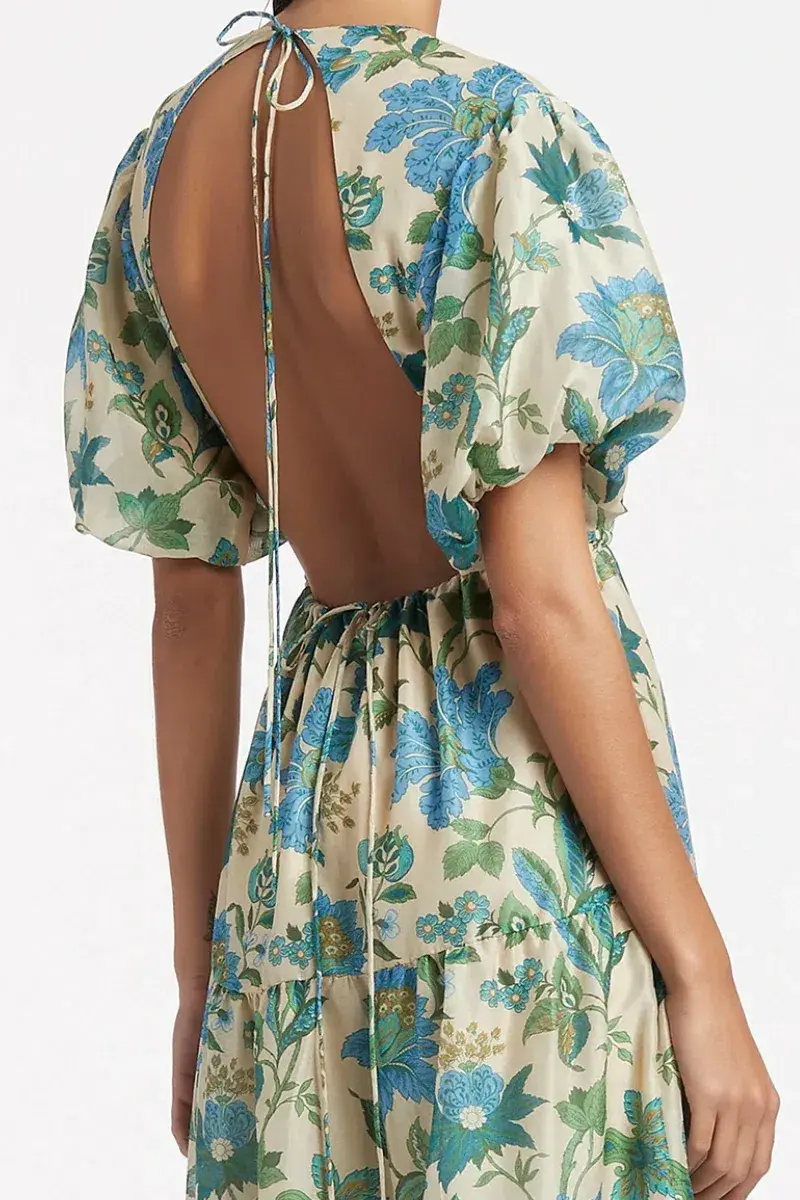 Sir The Label Celia Open Back Midi Dress Blue Green Size 8/S - Image 2