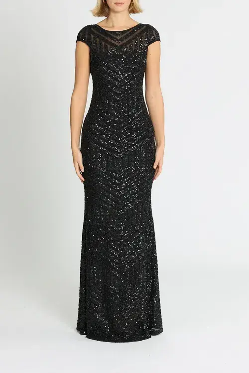 Langhem Ida Sequin Gown Black Size 10 for rent on The Volte - main image