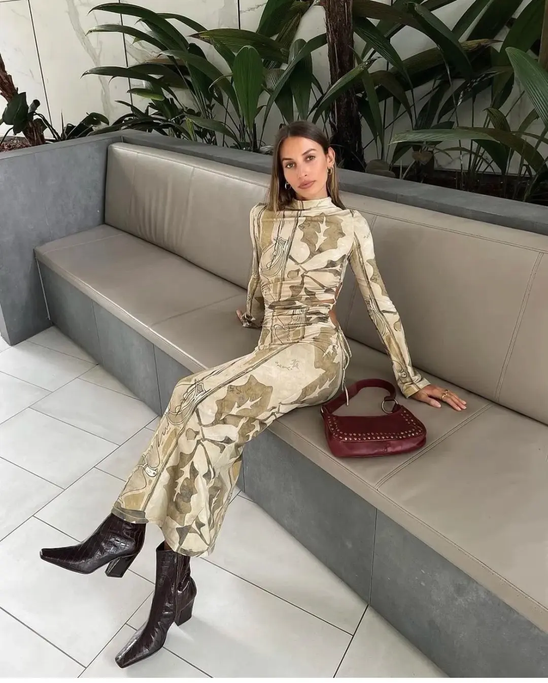 Camilla and Marc Khya Printed Midi Dress Size 8 for rent on The Volte - main image