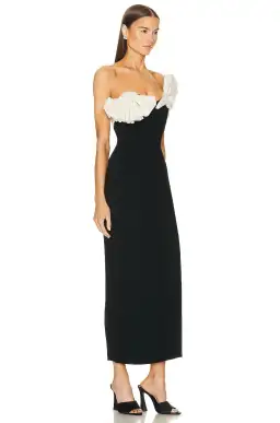 Rachel Gilbert Lavina Midi Dress Black/Ivory Size 0 / AU 6 for rent on The Volte - image 2