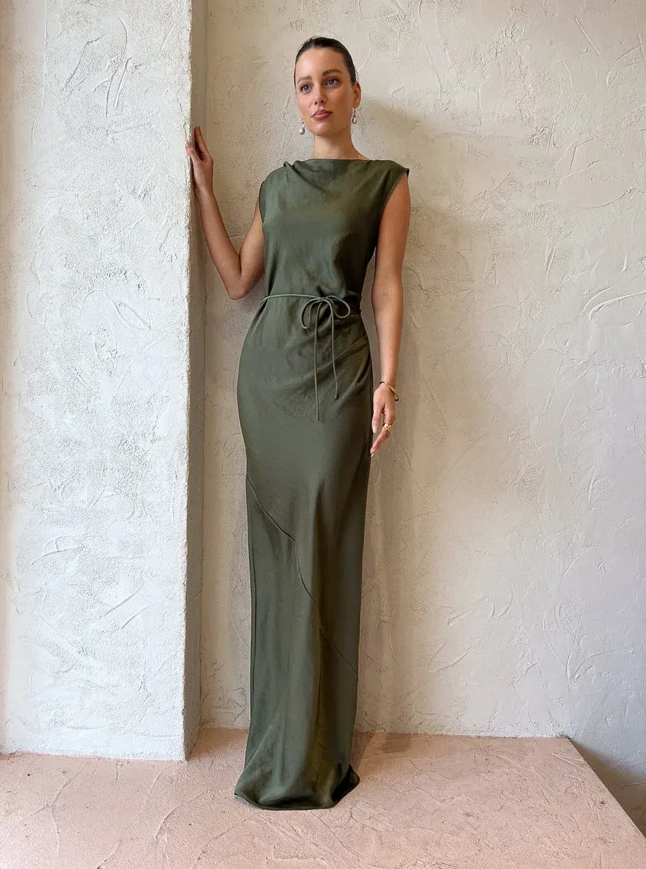 Rumer Iluka Maxi Dress Khaki Size M / AU 10 for rent on The Volte - main image