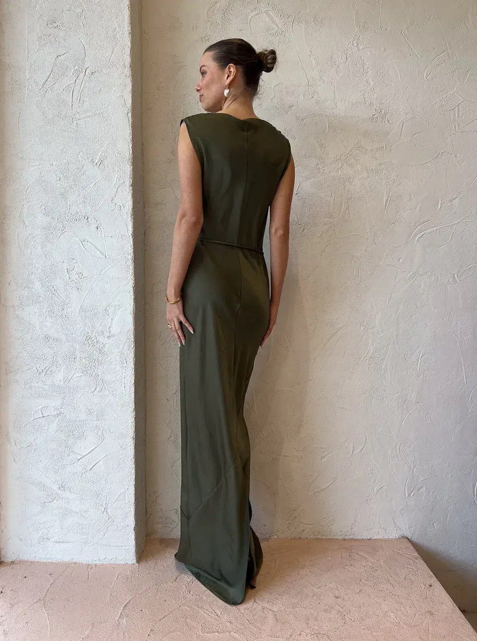 Rumer Iluka Maxi Dress Khaki Size M / AU 10 for rent on The Volte - main image