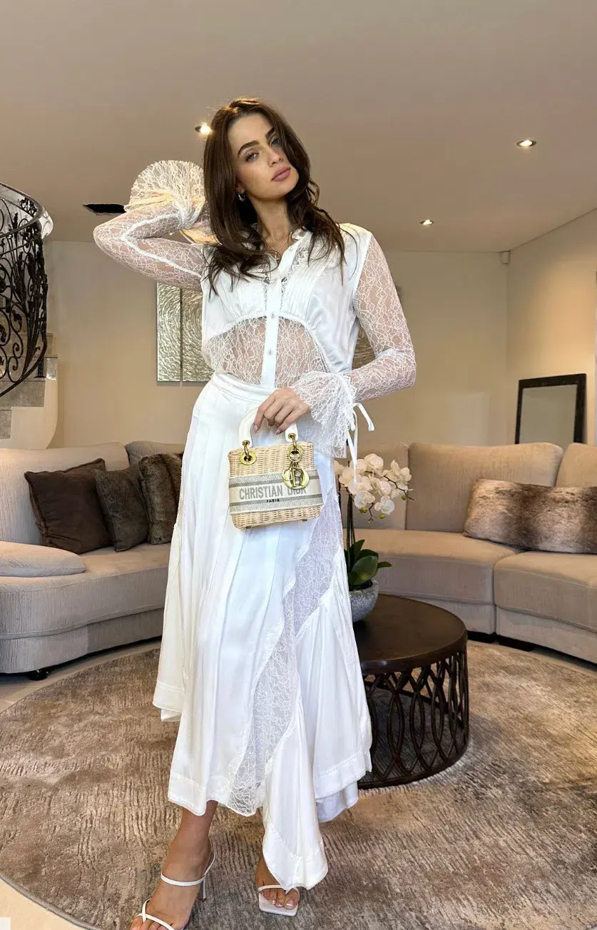 Aje Veil Lace Top & Skirt Set White Size 8 for rent on The Volte - main image