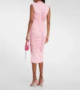 Magda Butrym Ruched Midi Dress Floral Appliqué/Pink Size 8 for rent on The Volte - image 2