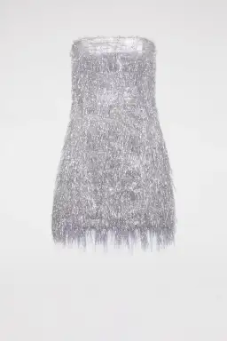 Scanlan Theodore Tinsel Mini Dress Silver Size 8 for rent on The Volte - image 3