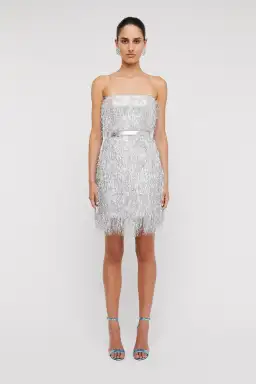 Scanlan Theodore Tinsel Mini Dress Silver Size 8 for rent on The Volte - image 1