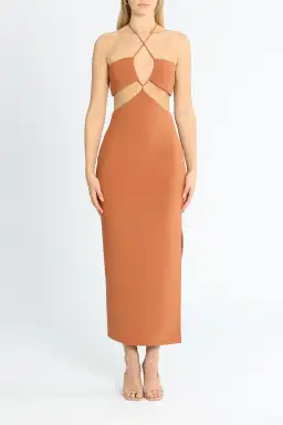Bec & Bridge Cut Out Midi Dress Orange Size 12 for rent on The Volte - image 1