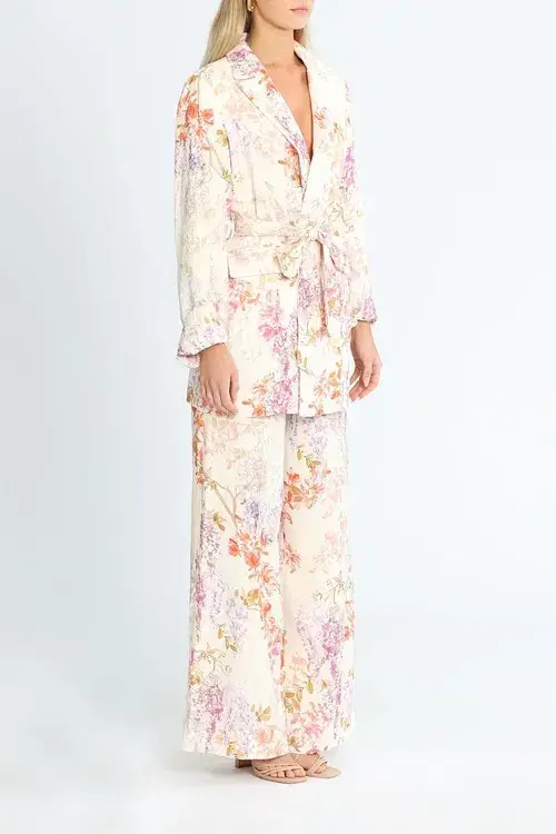 Ministry of Style Joyful Blooms Blazer and Pant Set Multi Print White Size 12 for rent on The Volte - main image