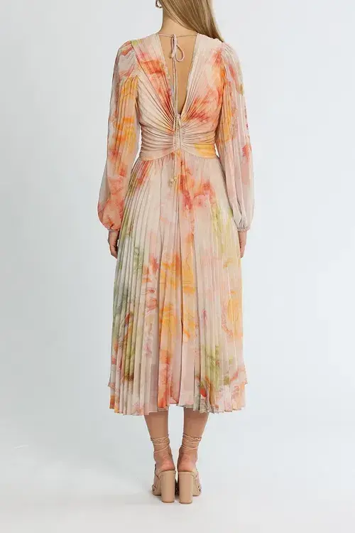 Ministry of Style Sunrise Midi Dress Blush Multi Print size AU 12 for rent on The Volte - main image