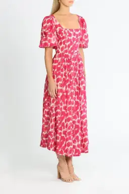 Ministry of Style Mottled Blossoms Midi Dress Pink Print Size AU 14 for rent on The Volte - image 2