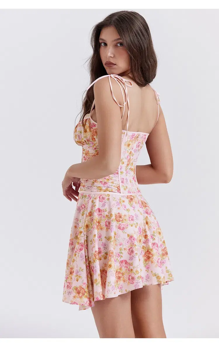 House of CB Alejandra Corset Mini Dress Light Lavender Floral Size S / AU 8 for rent on The Volte - main image