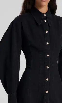 Scanlan Theodore Denim Cocoon Sleeve Mini Dress Washed Black Size 6 / XS for rent on The Volte - image 4