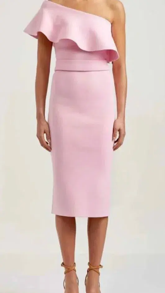 Scanlan Theodore Crepe Knit Ruffle Dress Pink Size XS / AU 6 for rent on The Volte - main image