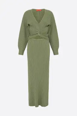 Manning Cartell Love Match Knit Midi Dress Olive Green Size 6 for rent on The Volte - image 5