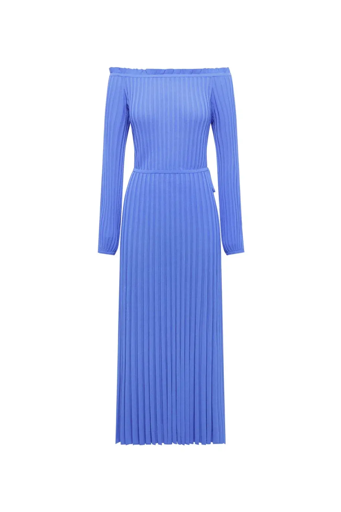 Scanlan Theodore Pleated Rib Cold Shoulder Dress Blue Size XS/AU 6 - Image 3