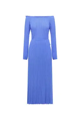 Scanlan Theodore Pleated Rib Cold Shoulder Dress Blue Size XS/AU 6 for rent on The Volte - image 3