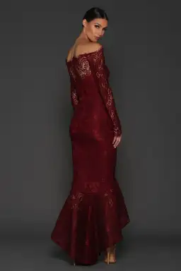 Elle Zeitoune Marchesa Dress Burgundy Size 10 for rent on The Volte - image 3