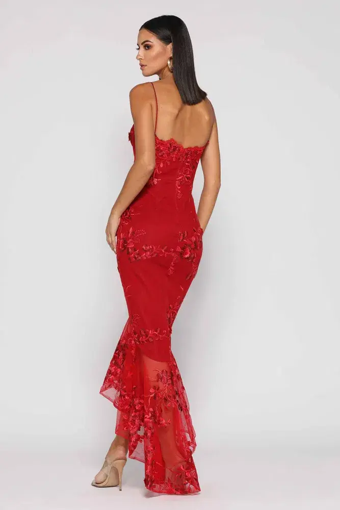 Elle Zeitoune Renee Dress Red Size 10 for rent on The Volte - main image