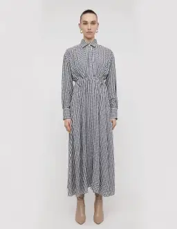 Scanlan Theodore Gingham Dress Navy Cream Size 10 for rent on The Volte - image 1