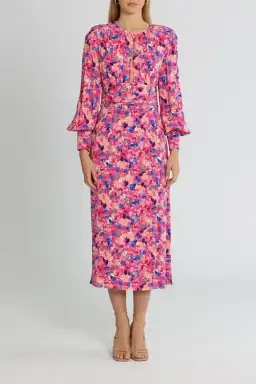 Rebecca Vallance Little Havana Midi Dress Pink Floral Size 10