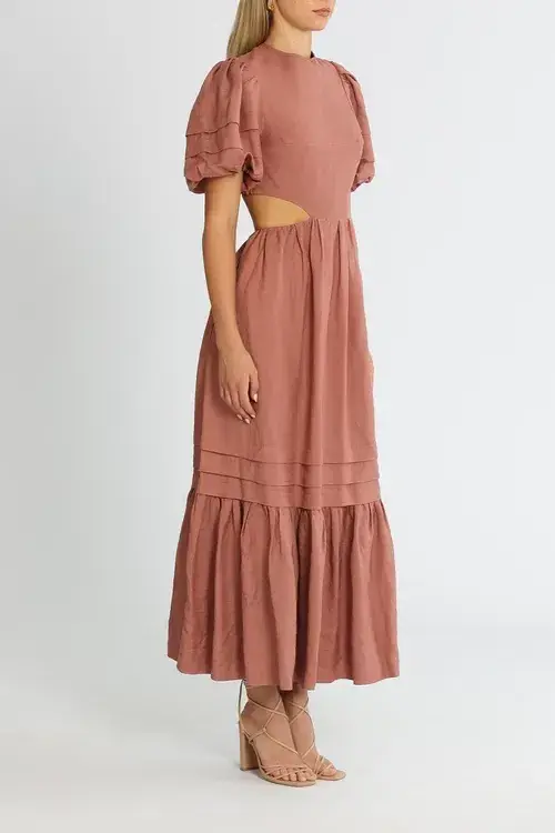 Shona Joy Vega Cut Out Open Back Midi Dress Rose Pink Size 10 for rent on The Volte - main image