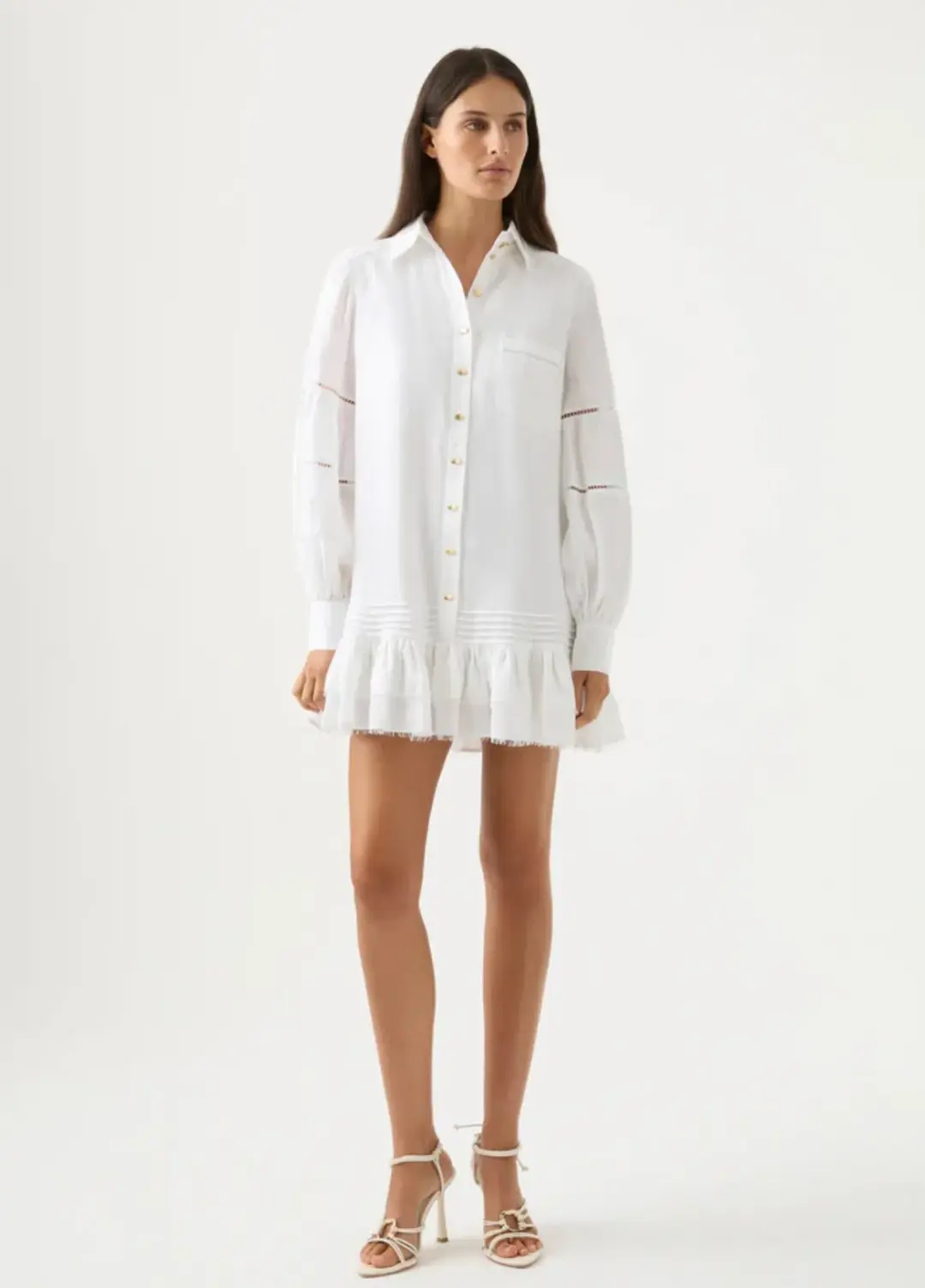 Aje Lotus Shirt Mini Dress White Size AU 10 for rent on The Volte - main image