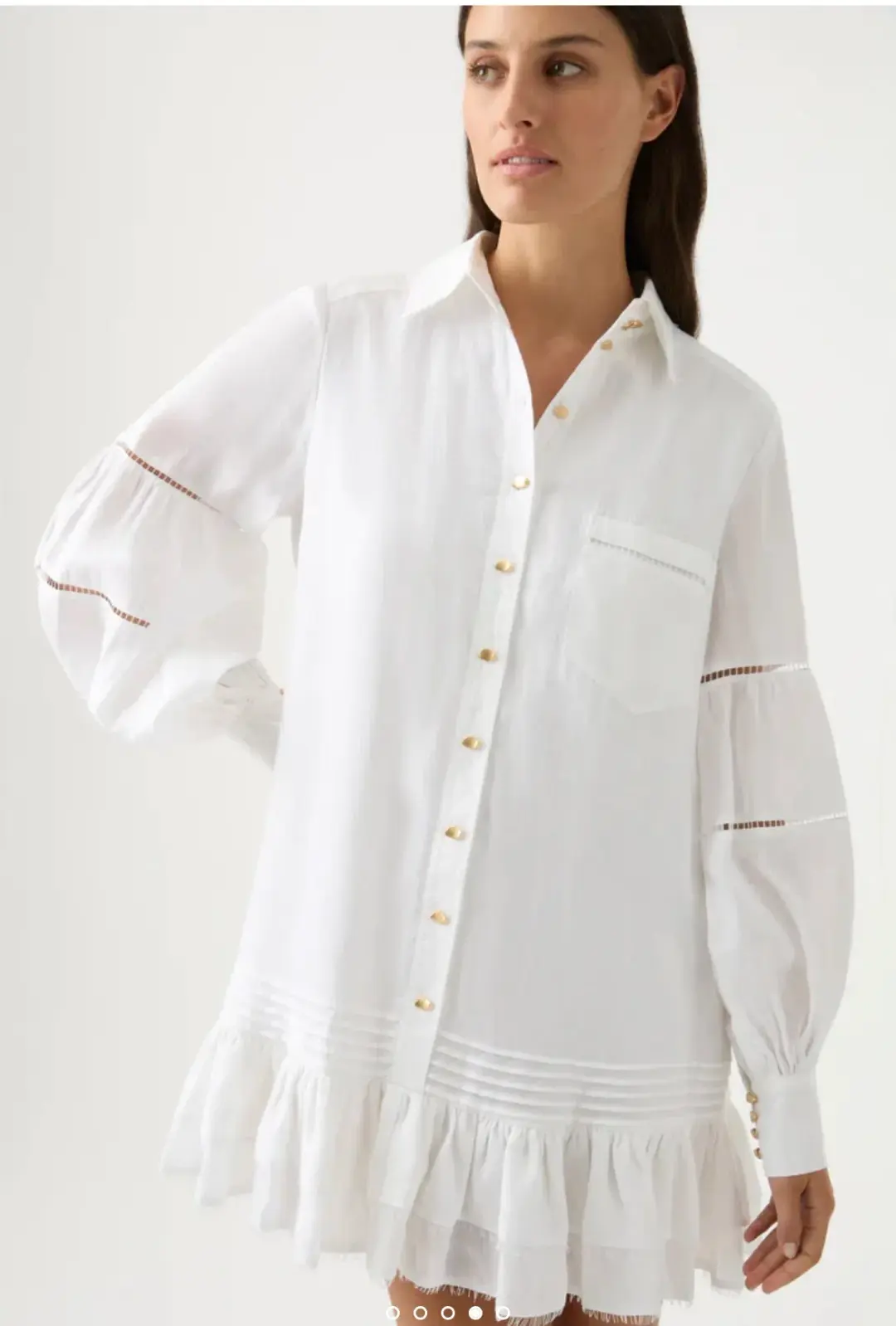 Aje Lotus Shirt Mini Dress White Size AU 10 for rent on The Volte - main image