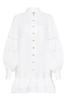 Aje Lotus Shirt Mini Dress White Size AU 10 for rent on The Volte - image 6