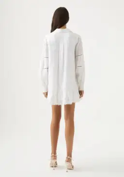 Aje Lotus Shirt Mini Dress White Size AU 10 for rent on The Volte - image 4