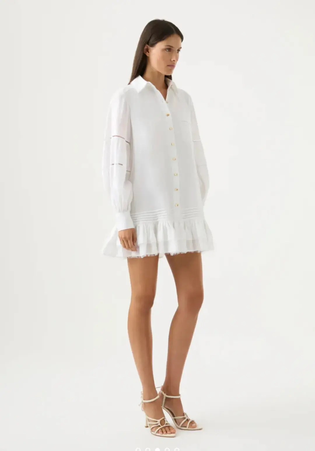 Aje Lotus Shirt Mini Dress White Size AU 10 for rent on The Volte - main image