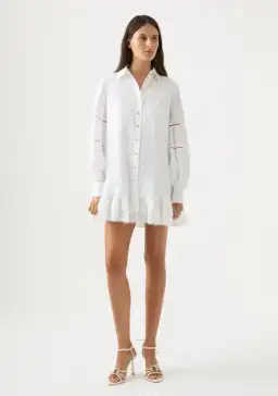 Aje Lotus Shirt Mini Dress White Size AU 10 for rent on The Volte - image 1