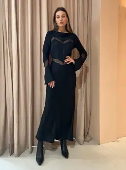Bec & Bridge Spencer Lace Long Sleeve Maxi Dress in Black Size 6 / XS for rent on The Volte - image 1