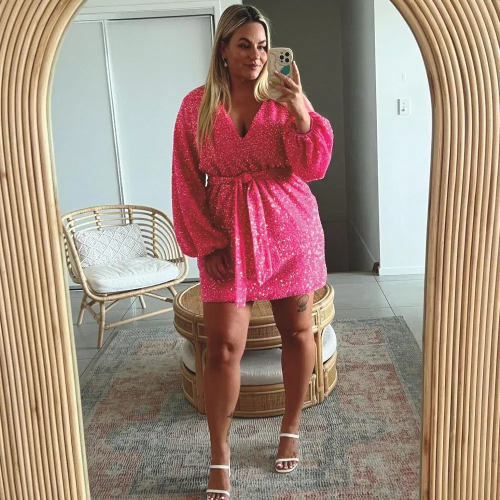 Sheike Xanadu Mini Dress Pink Size 14 for rent on The Volte - main image