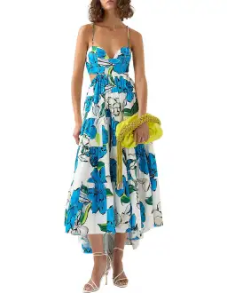Aje Botanical Tiered Midi Dress Floral Size 8