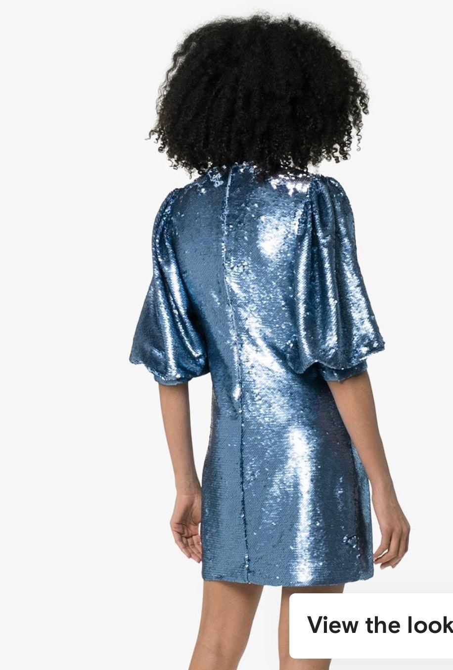 Ganni Sequined Forever Blue Dress Size 10 for rent on The Volte - main image