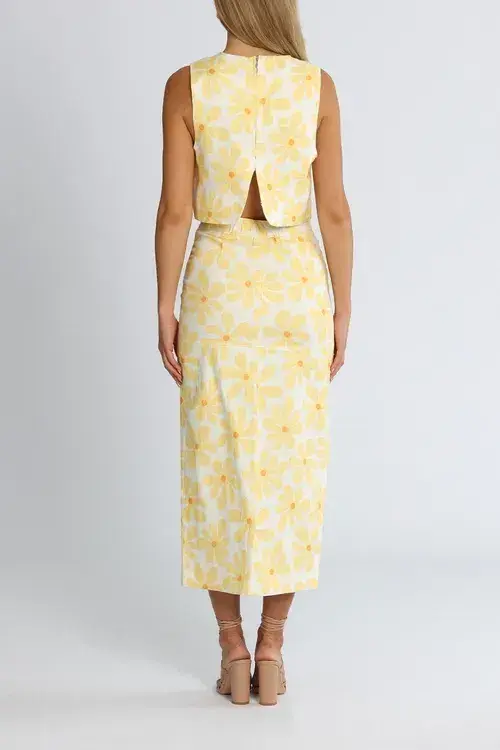 By Johnny Callie Sun Crop and Skirt Set Floral Yellow Size 14 - Image 3