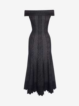 Alexander McQueen Off the Shoulder Jacquard Lace Dress Size 12 for rent on The Volte - image 2