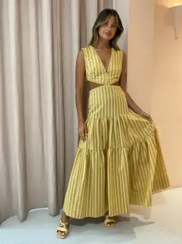 Bec & Bridge Liliana Maxi Dress in Stripe Size AU 12