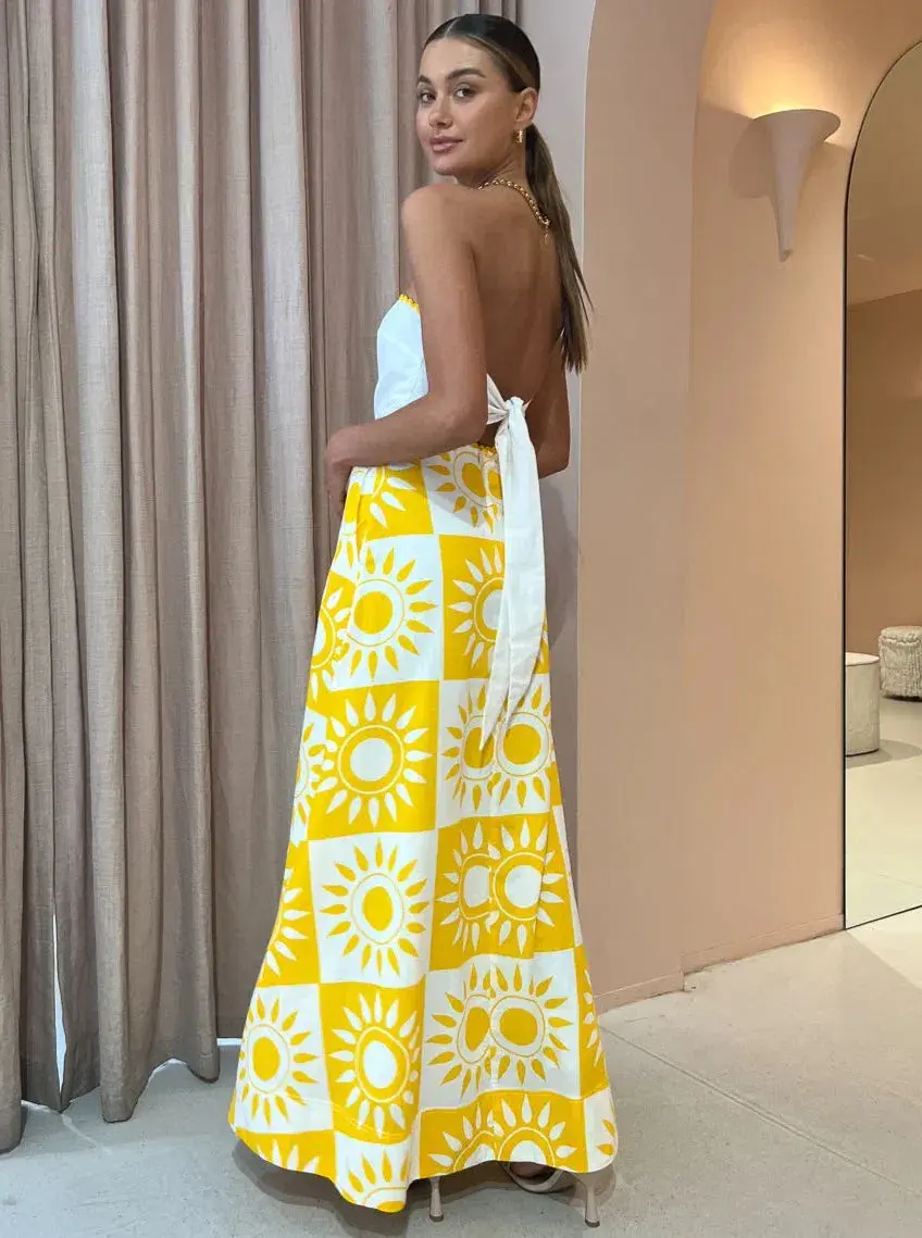 By Nicola Wavy Strapless Maxi Dress Multi Size AU 12 for rent on The Volte - main image