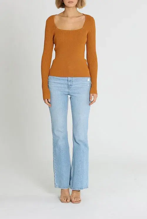 Alice McCall Michelle Knit Long Sleeve Top Tan Brown Size AU 10 for rent on The Volte - main image