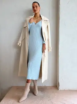By Nicola Astrology Midi Knit Dress In Ice Blue Size AU 10 for rent on The Volte - image 6