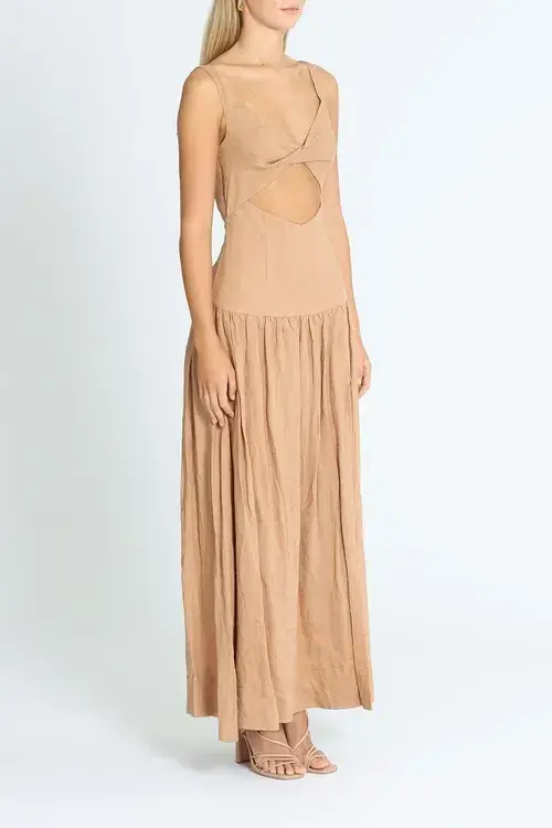 Bec & Bridge Alamos Midi Dress Brown Size AU 8 for rent on The Volte - main image