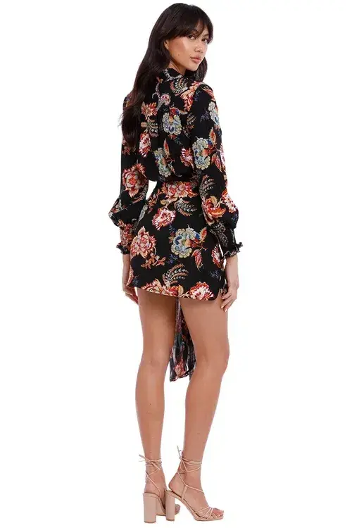 Elliatt Independence Dress Black Multi Print Size AU 8 for rent on The Volte - main image