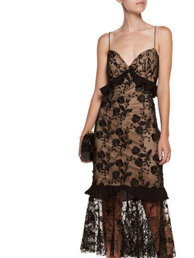 Sachin & Babi - Paris Ruffled Lace Midi Dress Size 10 for rent on The Volte - main image