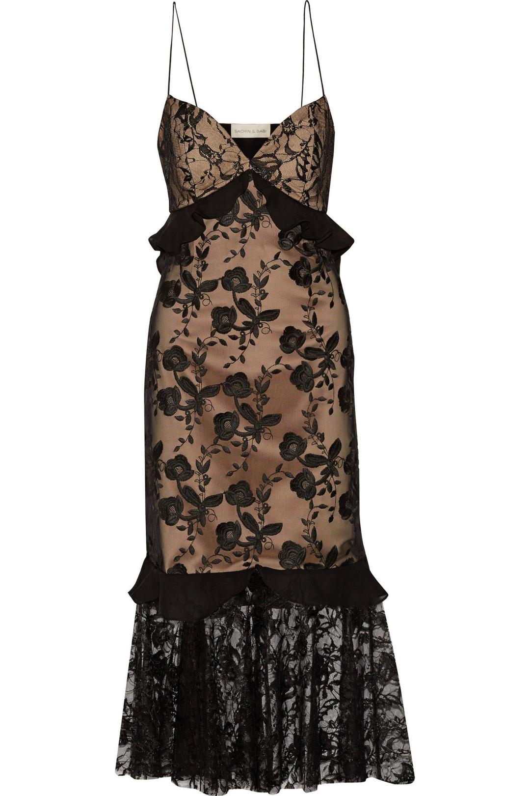 Sachin & Babi - Paris Ruffled Lace Midi Dress Size 10 for rent on The Volte - main image